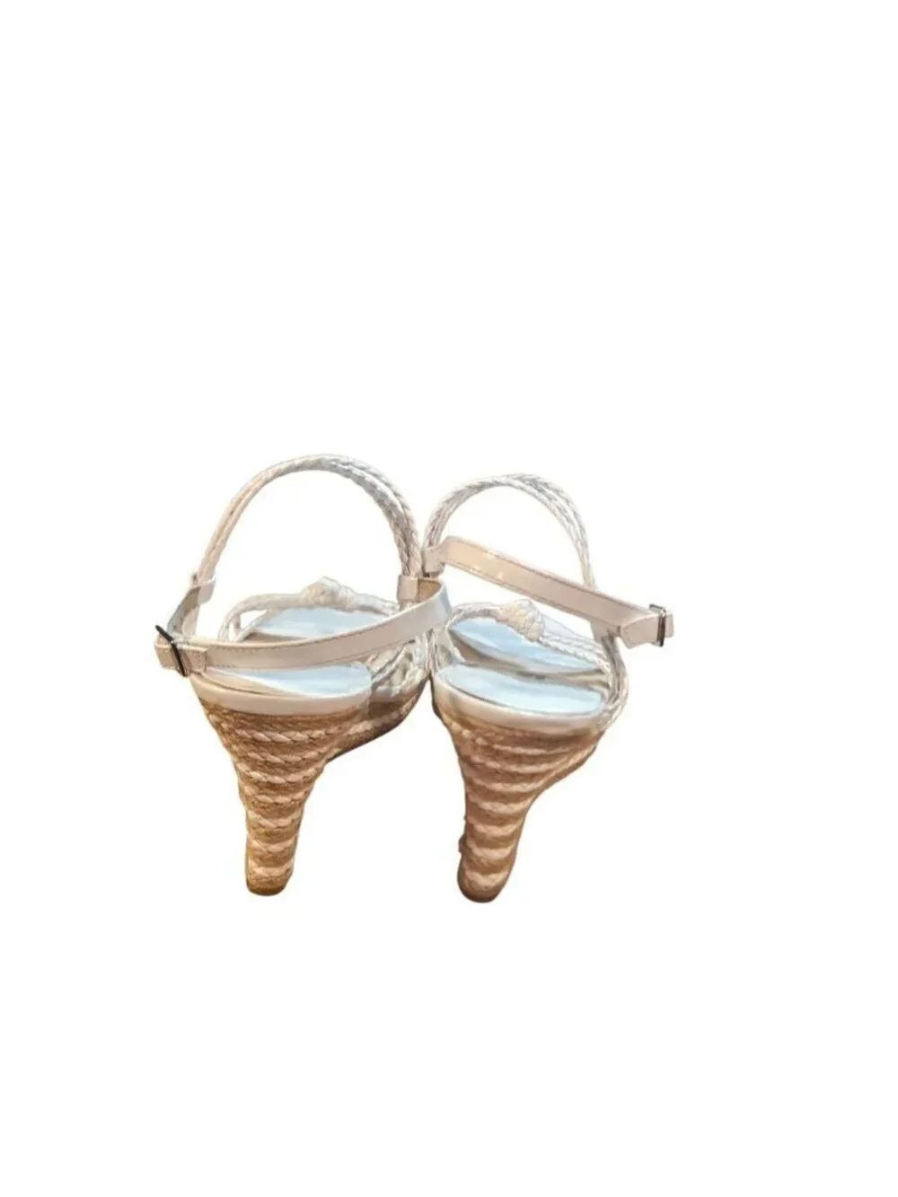 Michael Kors White & Beige Braided Espadrille Wedges Size 9.5